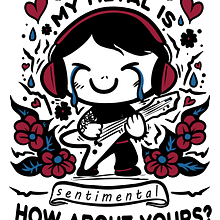 Sentimental Metal T-shirt. Projekt z dziedziny Projektowanie graficzne, T, pografia,  R, sunek, Projektowanie mod, Ilustracja c i frowa użytkownika hello - 08.11.2023