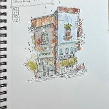 My project for course: Expressive Architectural Sketching with Colored Markers. Sketching, Drawing, Architectural Illustration, Sketchbook & Ink Illustration project by nancystandlee - 11.09.2023