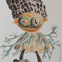 Mon projet du cours : Dessin de créatures fantastiques inspirées de la nature. Un proyecto de Dibujo a lápiz, Dibujo, Pintura a la acuarela, Sketchbook e Ilustración naturalista				 de nathalie_copin976 - 10.11.2023