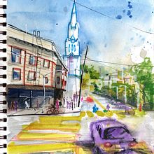 Urban Sketching: Expressive Cityscapes. Projekt z dziedziny  Malarstwo, Sketching,  R, sunek, Malowanie akwarelą, Sketchbook,  R i sunek atramentem użytkownika Aniruddha - 12.11.2023