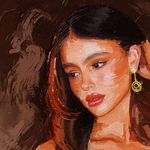 Ethereal Elegance - Immortalizing Ella Cervatto's Beauty in My Portrait Painting by Rod Lovell. Design, Traditional illustration, Pencil Drawing, Drawing, Portrait Drawing, Realistic Drawing, Artistic Drawing, Digital Drawing, Figure Drawing, Colored Pencil Drawing, Digital Illustration, Digital Painting, Fashion Design, Fashion Illustration	, Fashion Photograph, Instagram Photograph, and Photograph project by Rod Lovell - 11.10.2023