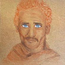 "Mirades" 4rt treball | Prova amb sanguina i pastissos - TEG . Desen de portret de Meritxell Esteve Avileo - 11.13.2023