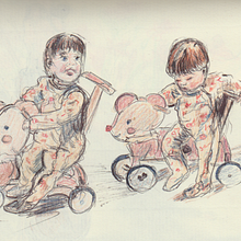 Croquis d'enfants en mouvement. Un progetto di Illustrazione tradizionale, Illustrazione infantile, Sketchbook, Disegno a matita, Disegno con matite colorate e Disegno artistico di Virginie - 15.11.2023