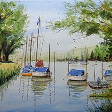 Mein Abschlussprojekt für den Kurs: Wasserlandschaften in Aquarell malen. Projekt z dziedziny  Malarstwo, Malowanie akwarelą, Ilustracja naturalist i czna użytkownika Katja Bader - 16.11.2023