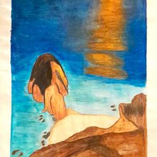 TEG: Illa i mar amb llápis de colors aquarel·lables . Un proyecto de Dibujo con lápices de colores de lara_albiacc - 19.11.2023