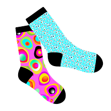 My pair of socks from the Adobe Illustrator introductory course. Vector Illustration project by Sanne Houwing - 11.19.2023