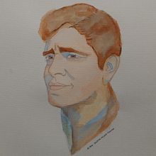 Eric en acuarela . Projekt z dziedziny Trad, c, jna ilustracja,  Sztuki piękne,  Malarstwo,  R, sunek, Malowanie akwarelą, Portret,  R, sunek art, st i czn użytkownika Rebeca Heyer Molina - 19.11.2023