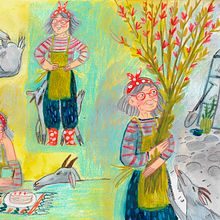 My project for course: Granny and goat :). Projekt z dziedziny Trad, c, jna ilustracja, Projektowanie postaci,  R, sunek i Sketchbook użytkownika Viktorija Jaros - 22.11.2023