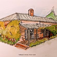 Jack's Cottage - Taabinga Station done with Watercolours. Un proyecto de Bocetado, Dibujo, Ilustración arquitectónica, Sketchbook e Ilustración con tinta de Carl Crowther - 23.11.2023