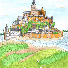 Mont Saint Michel. Traditional illustration project by Disa Buskhe - 11.24.2023