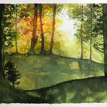 Mon projet du cours : Paysages oniriques à l'aquarelle : capturez la lumière. Painting, and Watercolor Painting project by Marie-Laurence Marchetto - 11.24.2023