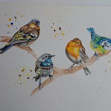 Mein Abschlussprojekt für den Kurs: Illustriere Vögel mit expressiven Aquarelltechniken. Traditional illustration, Watercolor Painting, Realistic Drawing, and Naturalistic Illustration project by sa_mar - 10.27.2022