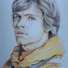 Star Wars, Luke Skywalker (1980). Desenho a lápis, e Desenho com lápis de cor projeto de Ana Maria Aranda - 27.11.2023