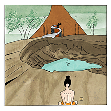 A meditative montain summit. Animated Illustration project by Ayelen Flint - 11.26.2023