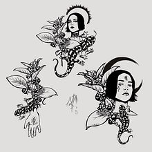 Tattoo design with Diana Felix. Tattoo Design, and Digital Illustration project by vimaire.blue - 11.30.2023