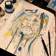 My project for course: Experimental Portraiture with Ink, Tea and Alcohol . % Brooklyn Heck tarafından hazırlanan Güzel sanatlar, Tablo, Çizim, Mürekkep İllüstras, Ve onu projesi - 11.30.2023