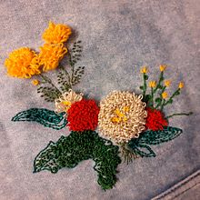 Quelques fleurs pour Introduction à la broderie avec aiguille magique. Embroider, Punch Needle, and Textile Design project by Lucie Thiam Bouleau - 12.01.2023