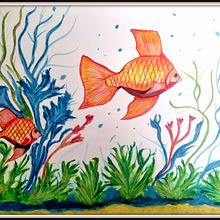 Mon projet du cours : Illustration d'univers marins à l'aquarelle. Traditional illustration, Painting, Watercolor Painting, and Naturalistic Illustration project by sandrine GANIER - 12.03.2023