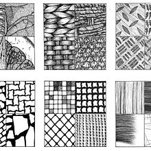 Dibujo y representación: Lámina de Catálogo de texturas.. Design project by Pía Muñoz - 12.05.2023