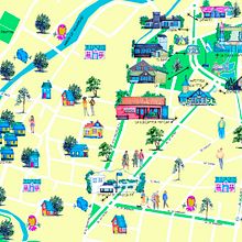 Mapa de Lago Puelo: Creación de mapas ilustrados. Traditional illustration, Infographics, Drawing, Digital Illustration, and Digital Painting project by Carla Guerra - 12.09.2023
