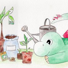 Dino Aquarell. Children's Illustration project by Katharina - 12.10.2023