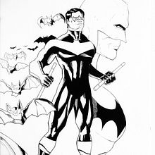 Nightwing y el caballero oscuro . Ink Illustration, Comic, Creativit, and Drawing project by Chechu Garrido - 12.11.2023
