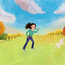 A girl throwing a ball with his dog. Un progetto di Illustrazione digitale di andreauseche31_1 - 12.12.2023