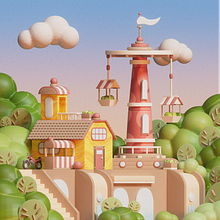 Mon projet du cours : Modélisation d'un monde 3D coloré sur Cinema 4D et Redshift. 3D, Digital Illustration, 3D Modeling, and 3D Design project by lcq.florian - 12.13.2023