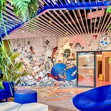 NHOW AMSTERDAM RAI HOTEL - GRAN MURAL PARA LOBBY PLANTA 1ª . Architecture, Interior Architecture, Interior Design & Interior Decoration project by David Zuker - 12.13.2023