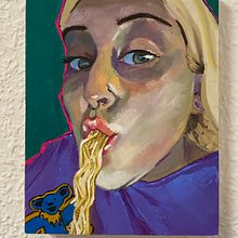 Noodle Girl.. Traditional illustration, Fine Arts, Painting, and Oil Painting project by marta guijarro martinez - 12.13.2023