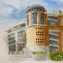 My project for course: Architectural Sketching with Watercolor and Ink. Un projet de Esquisse , Dessin, Aquarelle, Illustration architecturale, Carnet de croquis et Illustration à l'encre de cottykerr - 15.12.2023
