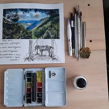 My project for course: Watercolor Travel Journal. Un projet de Illustration traditionnelle, Aquarelle, Illustration architecturale , et Carnet de croquis de Regina Raycheva - 16.12.2023