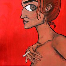 Acrylic painting/ woman in red. Un proyecto de Pintura acrílica, Pintura y Bellas Artes de Lisa Maria - 17.12.2023