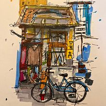 My project for course: Expressive Architectural Sketching with Colored Markers. Sketching, Drawing, Architectural Illustration, Sketchbook & Ink Illustration project by Kuhu Pyasi - 12.20.2023