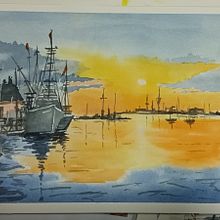 Puesta de sol. Un projet de Aquarelle de enavidal - 15.12.2023