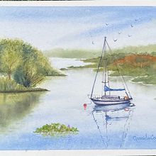 Mi proyecto del curso: Pintura en acuarela de paisajes marinos. Projekt z dziedziny  Malarstwo, Malowanie akwarelą, Ilustracja naturalist i czna użytkownika Graciela Carpintero - 28.12.2023