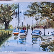 My project for course: Watercolor Techniques for Painting Seascapes. Pintura, Pintura em aquarela e Ilustração naturalista projeto de arolleder - 30.12.2023