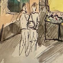 Dinner and a Movie.... Traditional illustration, Sketching, Creativit, Drawing, Watercolor Painting, and Sketchbook project by Heath Chauncey - 12.20.2023