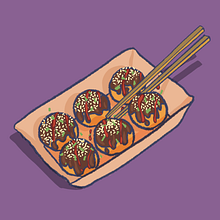 Takoyaki made by Takumi. Digital Illustration project by Recep Dirik - 02.20.2023