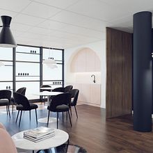 Oficinas María Galland. Un projet de 3D, Architecture d'intérieur, Design d'intérieur, Modélisation 3D, Décoration, Conception 3D, Retail design, Design d'espace , et ArchVIZ de Alexandra Proaño Gonzales - 04.01.2024