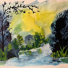 My project for course: Fantasy Landscapes with Watercolor & Gouache. Un proyecto de Bellas Artes, Pintura, Pintura a la acuarela, Ilustración naturalista				 y Pintura gouache de Cecilia Gustavsson - 05.01.2024
