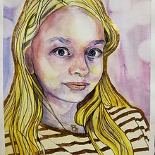 Mein Abschlussprojekt für den Kurs: Artistische Aquarellporträts - ein Portrait meiner Tochter . Fine Arts, Painting, Watercolor Painting, and Portrait Drawing project by Jenny - 01.06.2024