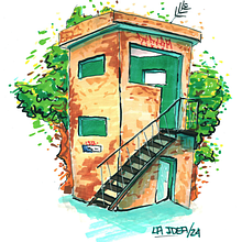 Meu projeto do curso: Desenho arquitetônico expressivo com marcadores coloridos. Sketching, Drawing, Architectural Illustration, Sketchbook & Ink Illustration project by Adriano La Idea - 01.10.2024