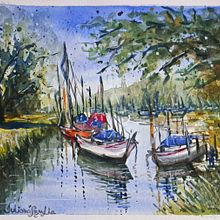 My project for course: Watercolor Techniques for Painting Seascapes. Projekt z dziedziny  Malarstwo, Malowanie akwarelą, Ilustracja naturalist i czna użytkownika Juliana Buglia - 12.01.2024