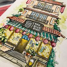 My project for course: Illustrating Charming Scenes with Watercolor and Ink. Painting, Sketching, Watercolor Painting, Architectural Illustration & Ink Illustration project by Sy Chou - 01.10.2024
