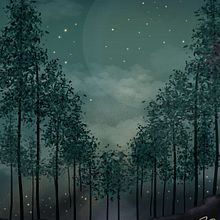 Wald unterm Sternenhimmel. Umsetzung mit Procreate und iPad.. Een project van Schilderij,  Tekening, Digitale illustratie, Digitale tekening,  Digitaal schilderij y Naturalistische illustratie van brigitte_41 - 13.01.2024
