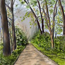 Frühling - Spaziergang. Umsetzung mit Procreate und iPad. Een project van Schilderij,  Tekening, Digitale illustratie, Digitale tekening,  Digitaal schilderij y Naturalistische illustratie van brigitte_41 - 13.01.2024