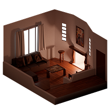 Livingroom with chimney, sofa and frame Ein Projekt aus dem Bereich Design, Architektur, Innenarchitektur, 3D und Möbeldesign und - bau von Mirco Moreyra - 02.03.2022