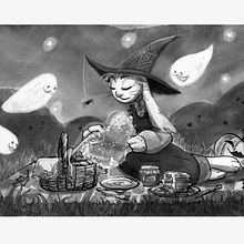 Witchy Bunny and her Ghosts friends. Projekt z dziedziny Ilustracje dla dzieci użytkownika Camille Fleury - 19.10.2023