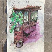 My project for course: Architectural Sketching with Watercolor and Ink. Sketching, Drawing, Watercolor Painting, Architectural Illustration, Sketchbook & Ink Illustration project by Whitney Vanwaters - 01.14.2024